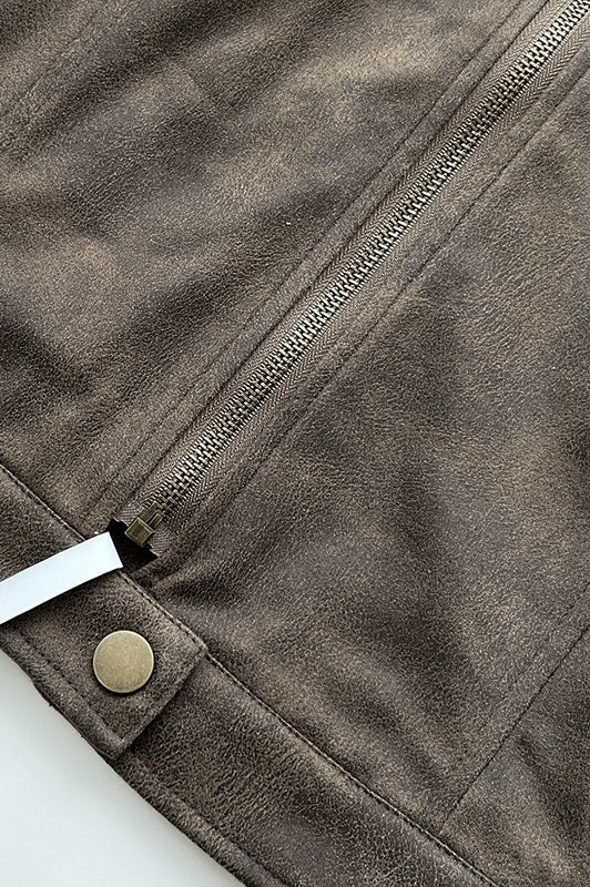 Fitted Brown Suede Leather Jacket
