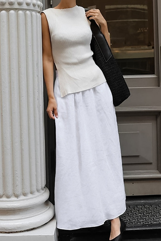 White A-Line Maxi Skirt