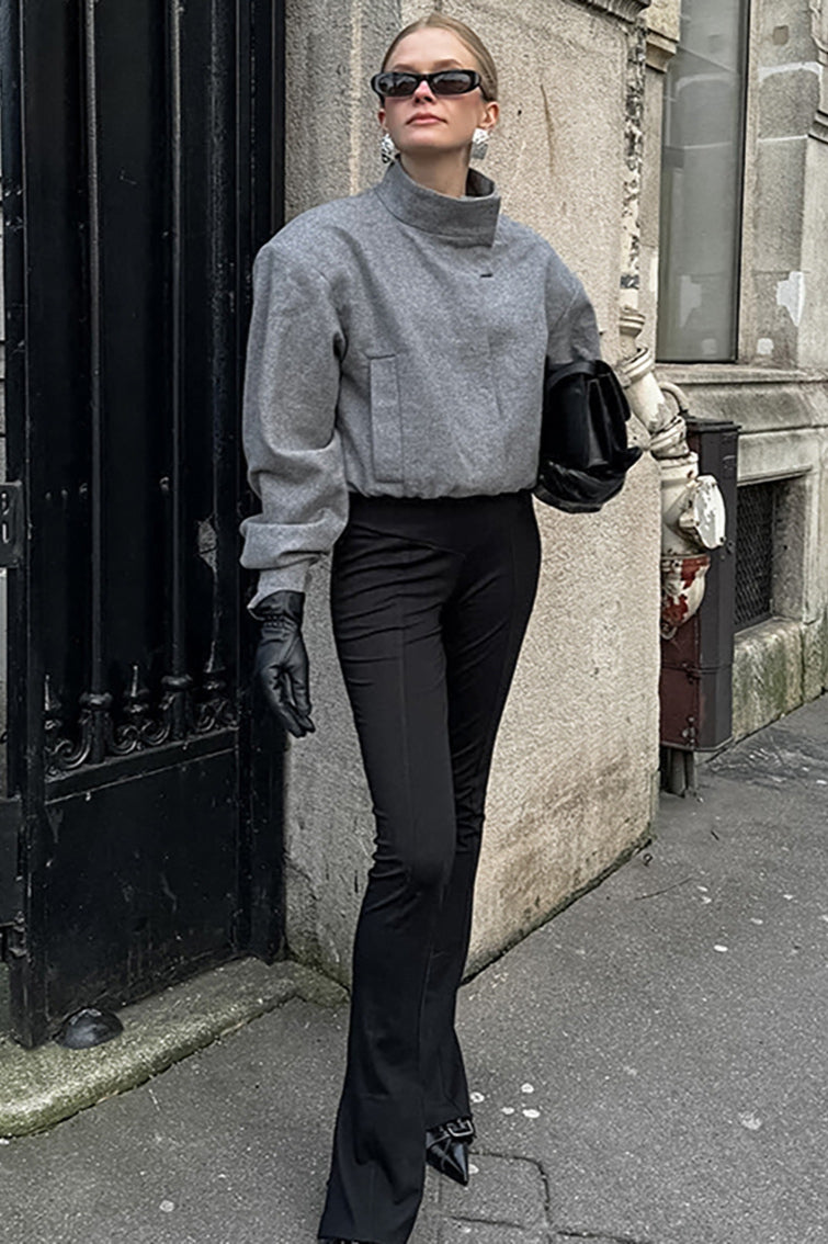 Sophisticated Grey Wool Short Coat for Stylish Elegance