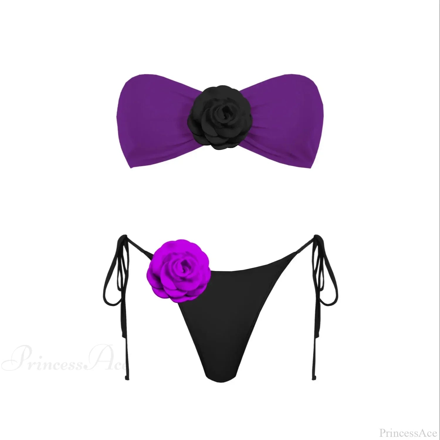 3D Flower Bandage Bikini Set purple2 / S