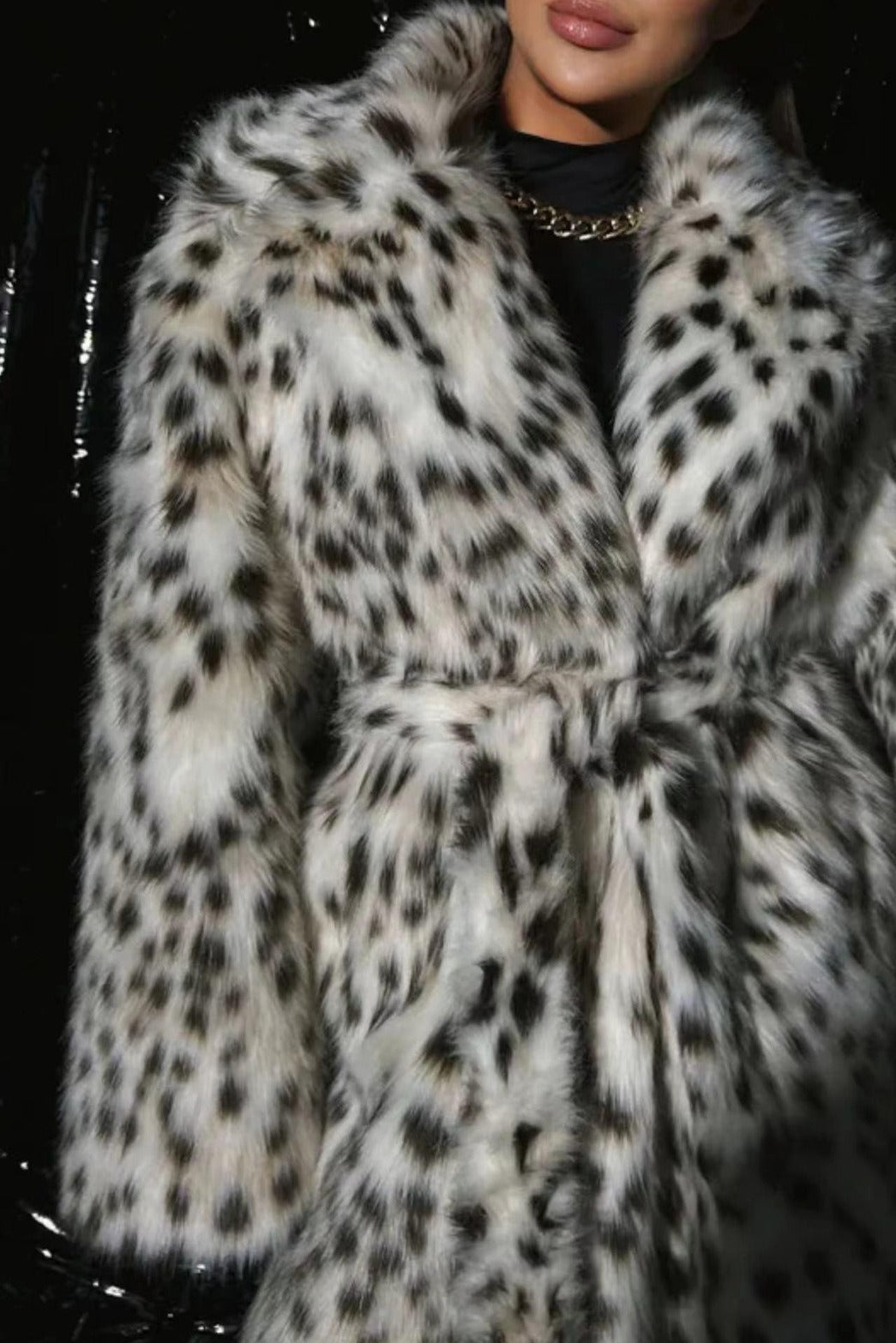 Luxurious Leopard Print Faux Fur Long Coat for Chic Style