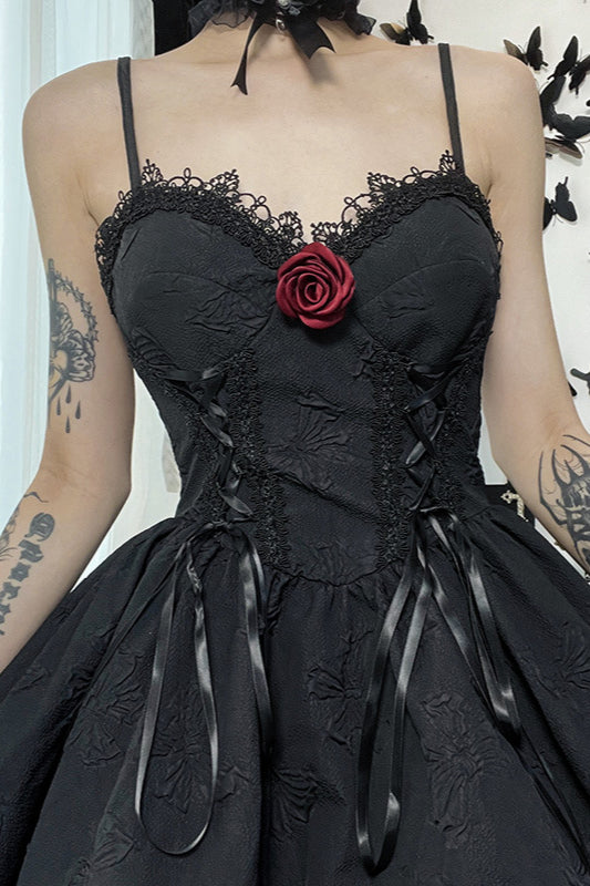 Lace Trim Slip Gothic Dress
