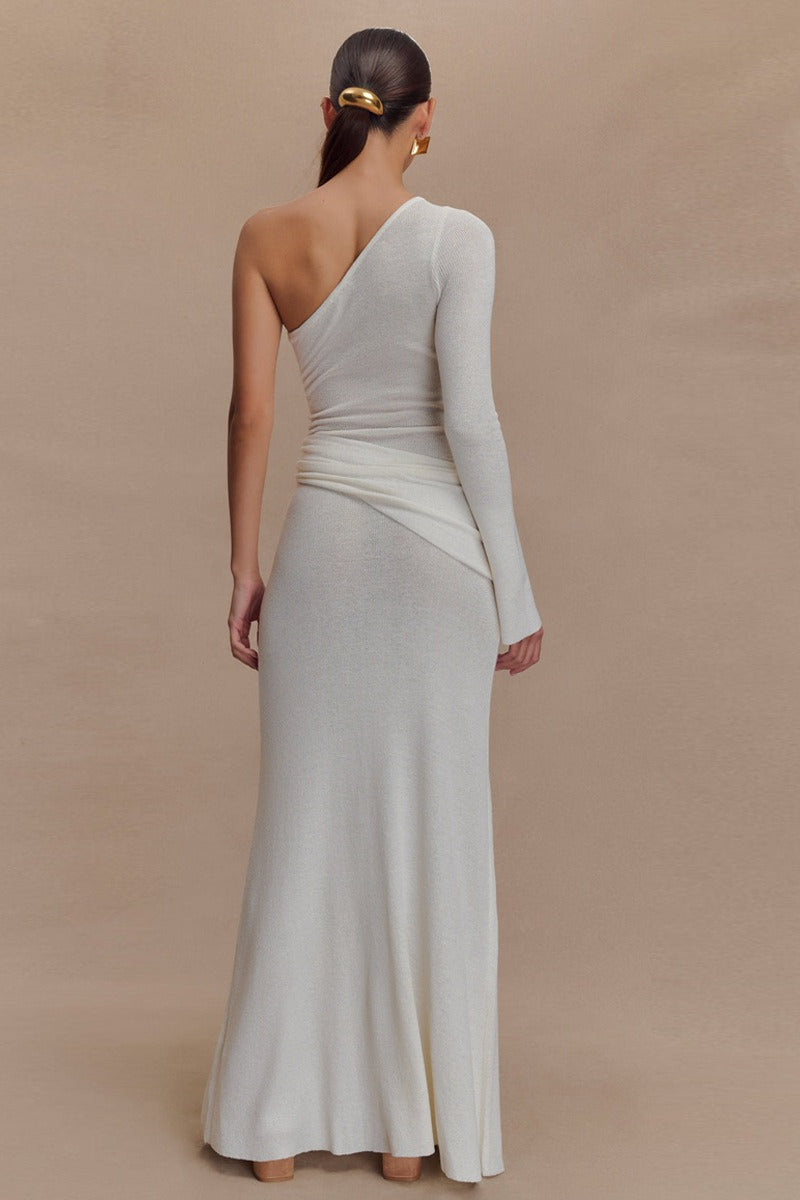 Knit One Shoulder Cut-Out Bodycon Maxi Dress