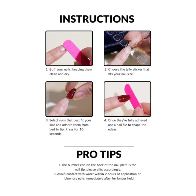 24pcs Short Square Trim Fake Nail & 1sheet Tape