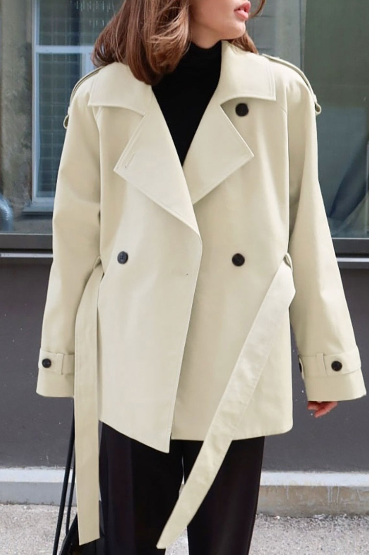 Belted Collared Loose Fit Jacket