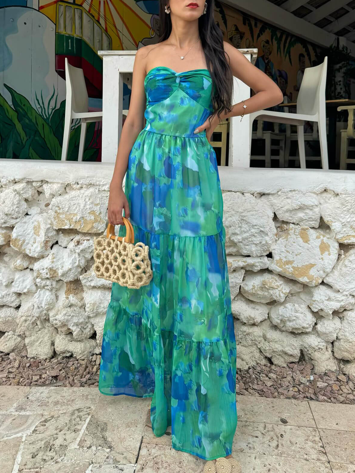 Vacation Casual Printed Wrap-Around Maxi Dress - Fashionpara