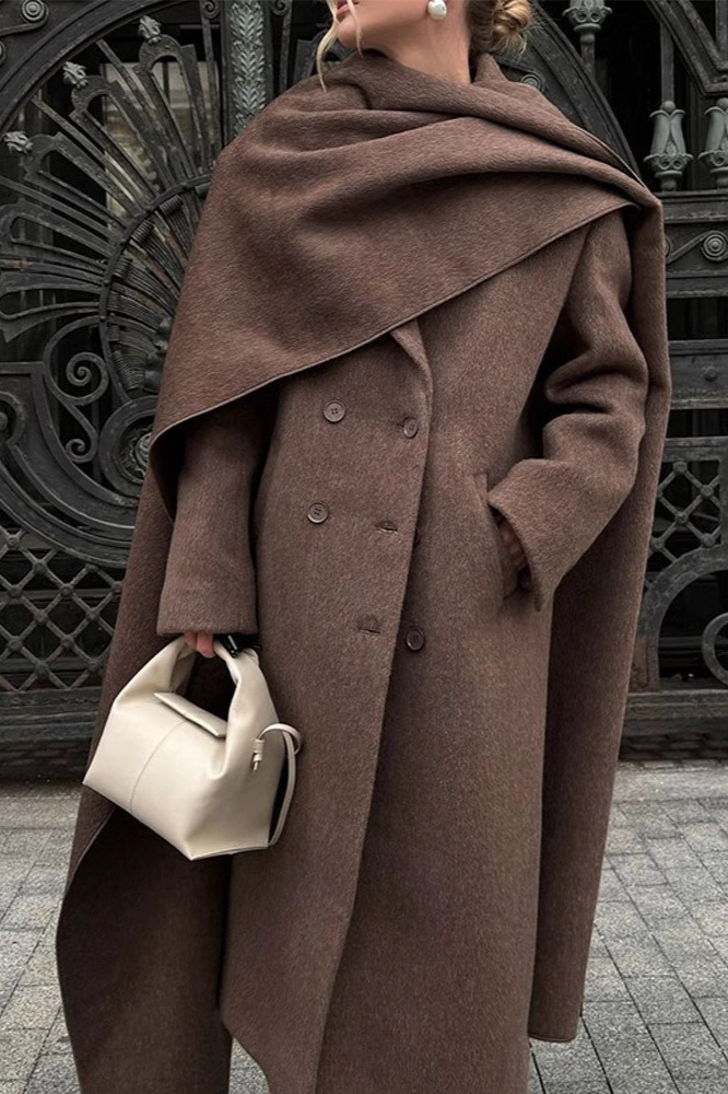 Shawl Collar Extra Long Wool Chic Overcoat - Fashionpara