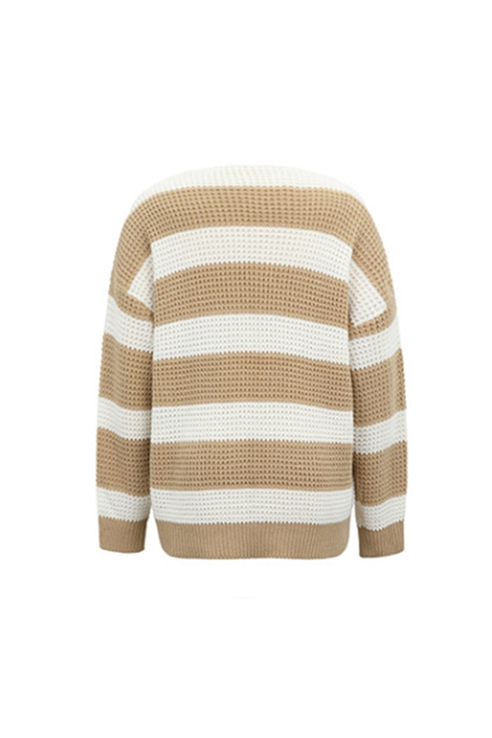 RadyRin V-Neck Striped Waffle Sweater for Stylish Comfort
