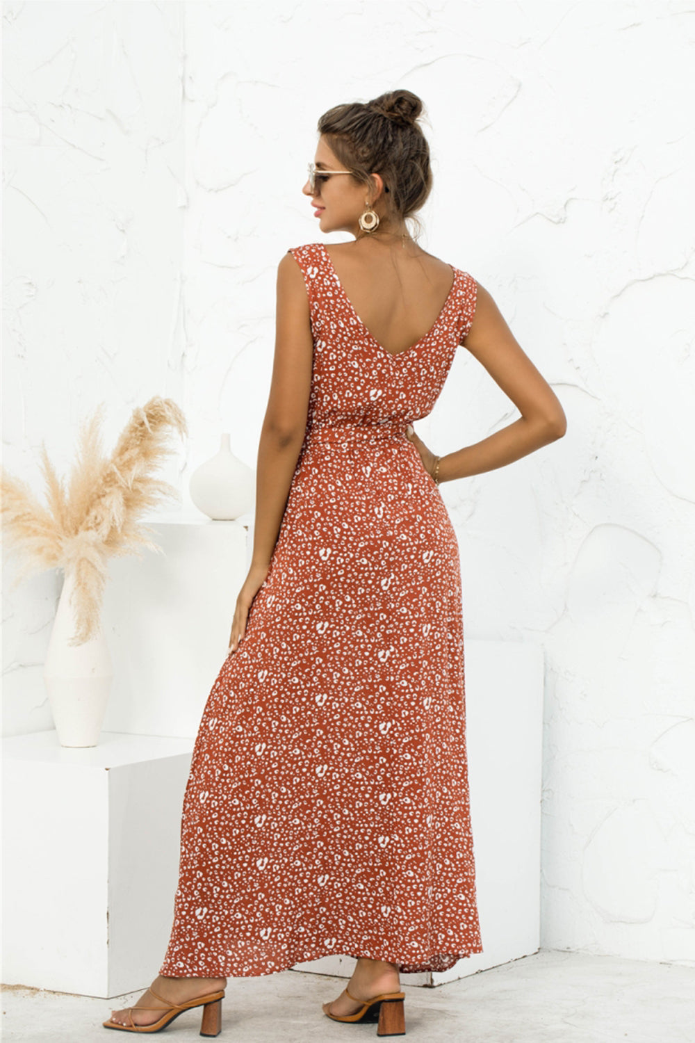 Leopard Print V-Neck Lace Dress