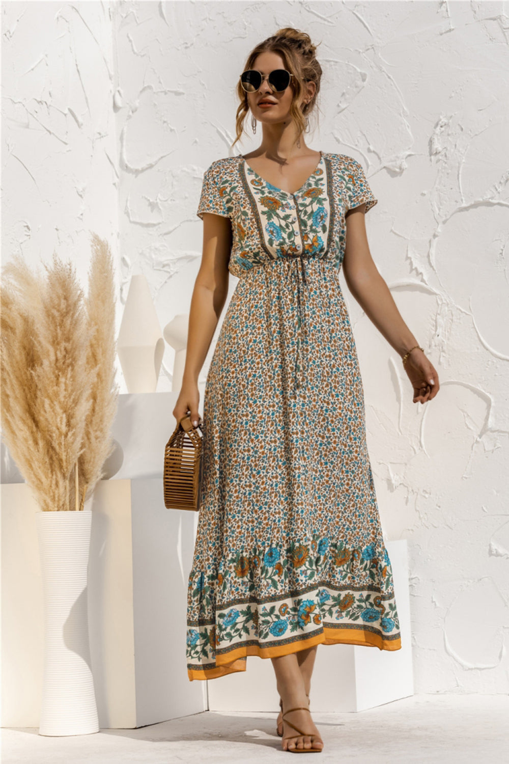 Floral Patchwork Long Dress - Fashionpara