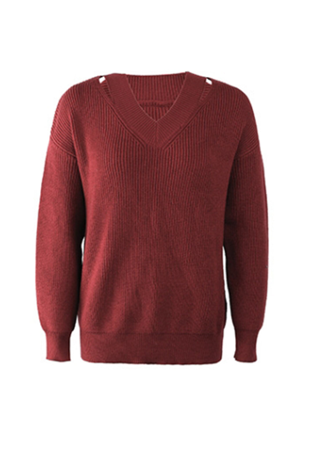 RadyRin V-Neck Solid Color Sweater for Effortless Style