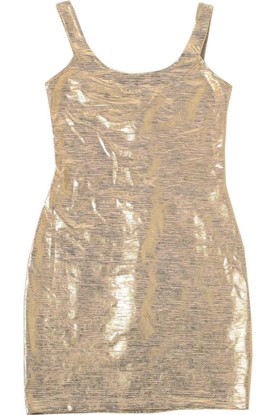 Metallic Scoop Neck Sleeveless Bodycon Mini Dress