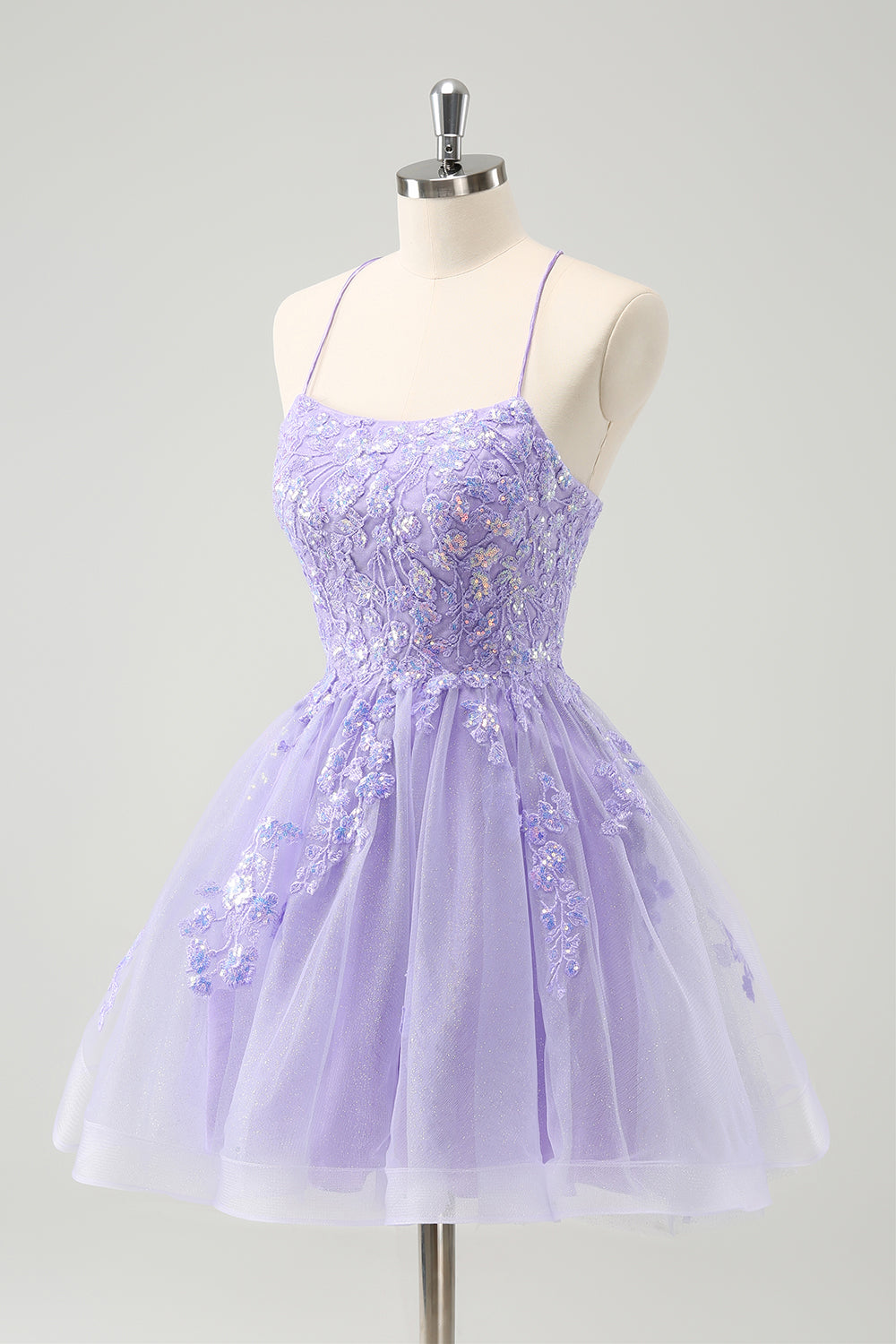 Cute Glitter Blue A Line Sequins Short Homecoming Dress with Appliques - Fashionpara