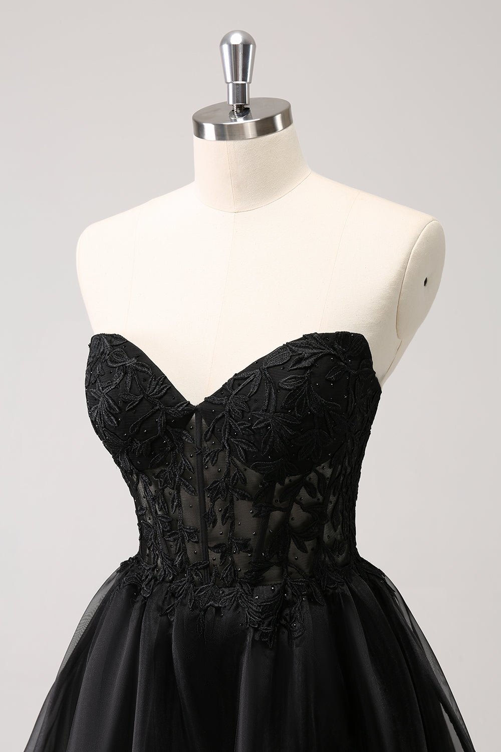 Cute Black A Line Corset Strapless Ruffled Short Homecoming Dress - Fashionpara