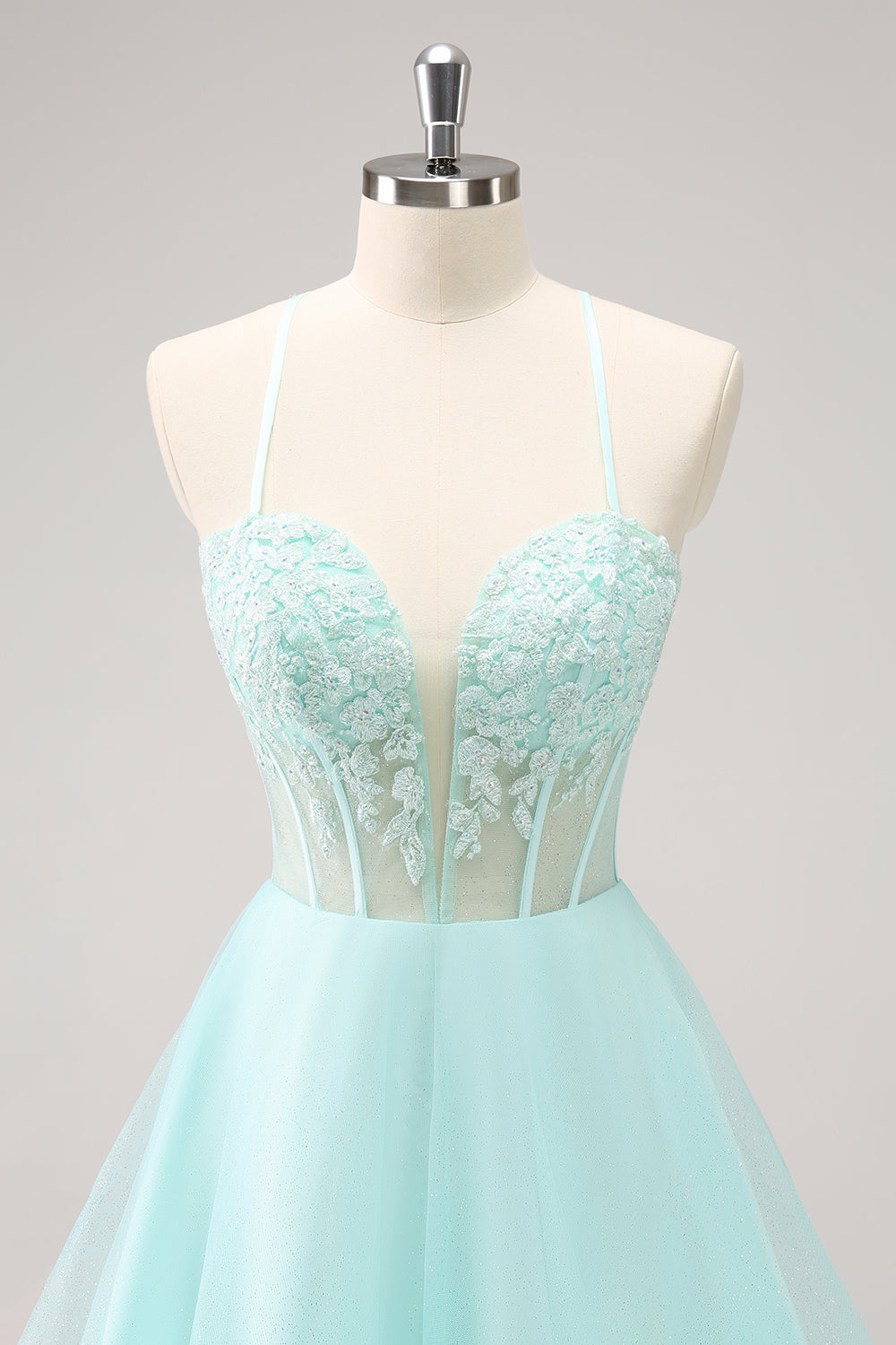 Green A Line Spaghetti Straps Corset Short Homecoming Dress - Fashionpara