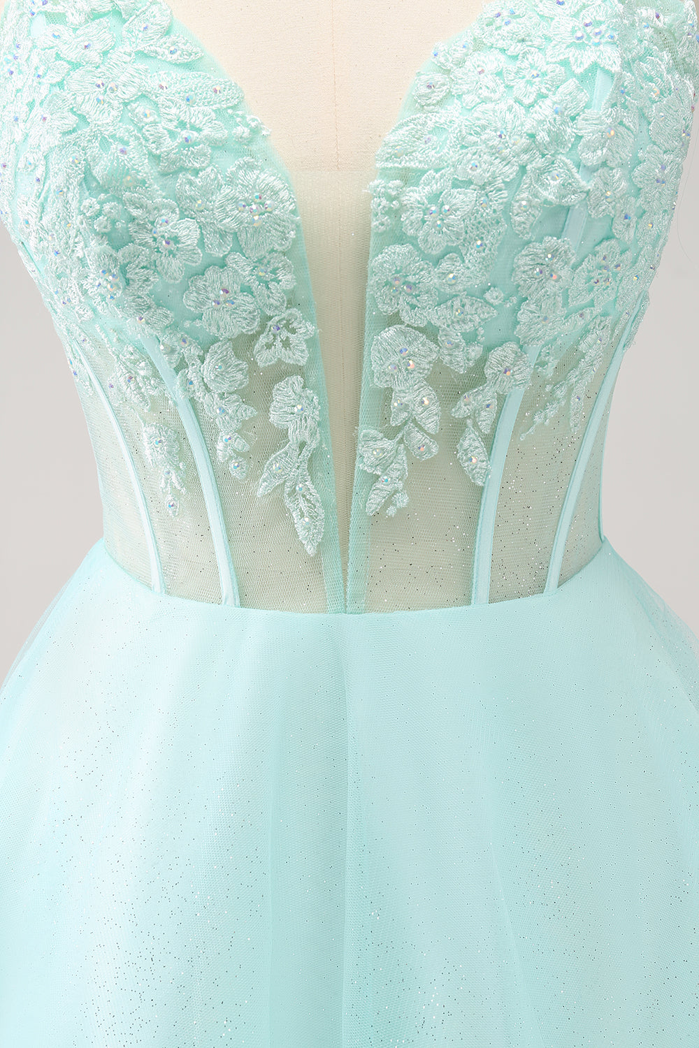 Green A Line Spaghetti Straps Corset Short Homecoming Dress - Fashionpara