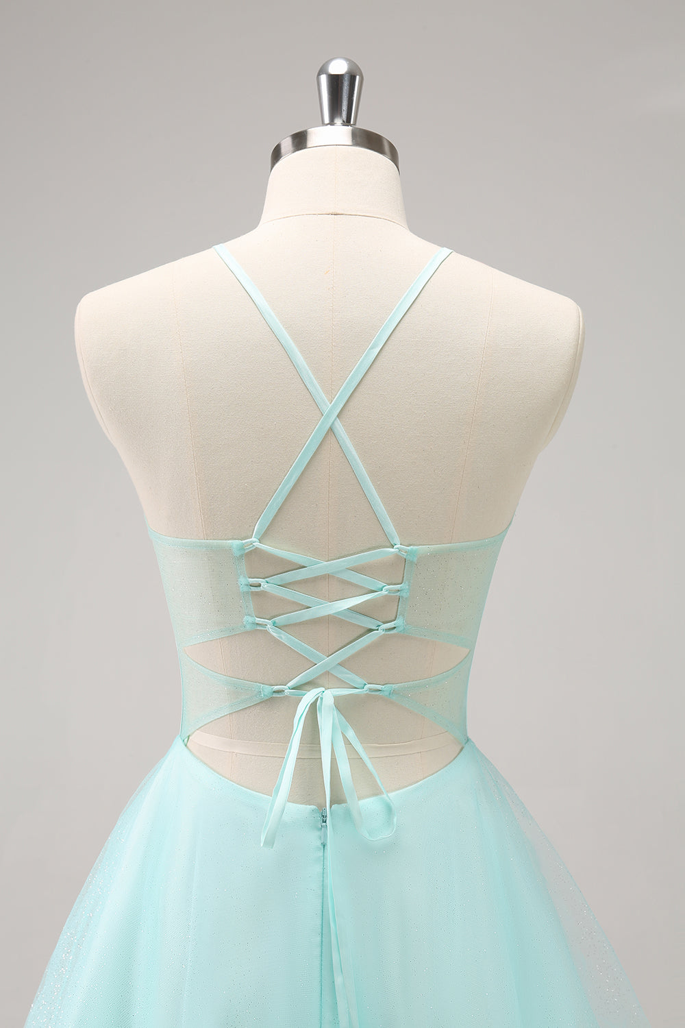 Green A Line Spaghetti Straps Corset Short Homecoming Dress - Fashionpara