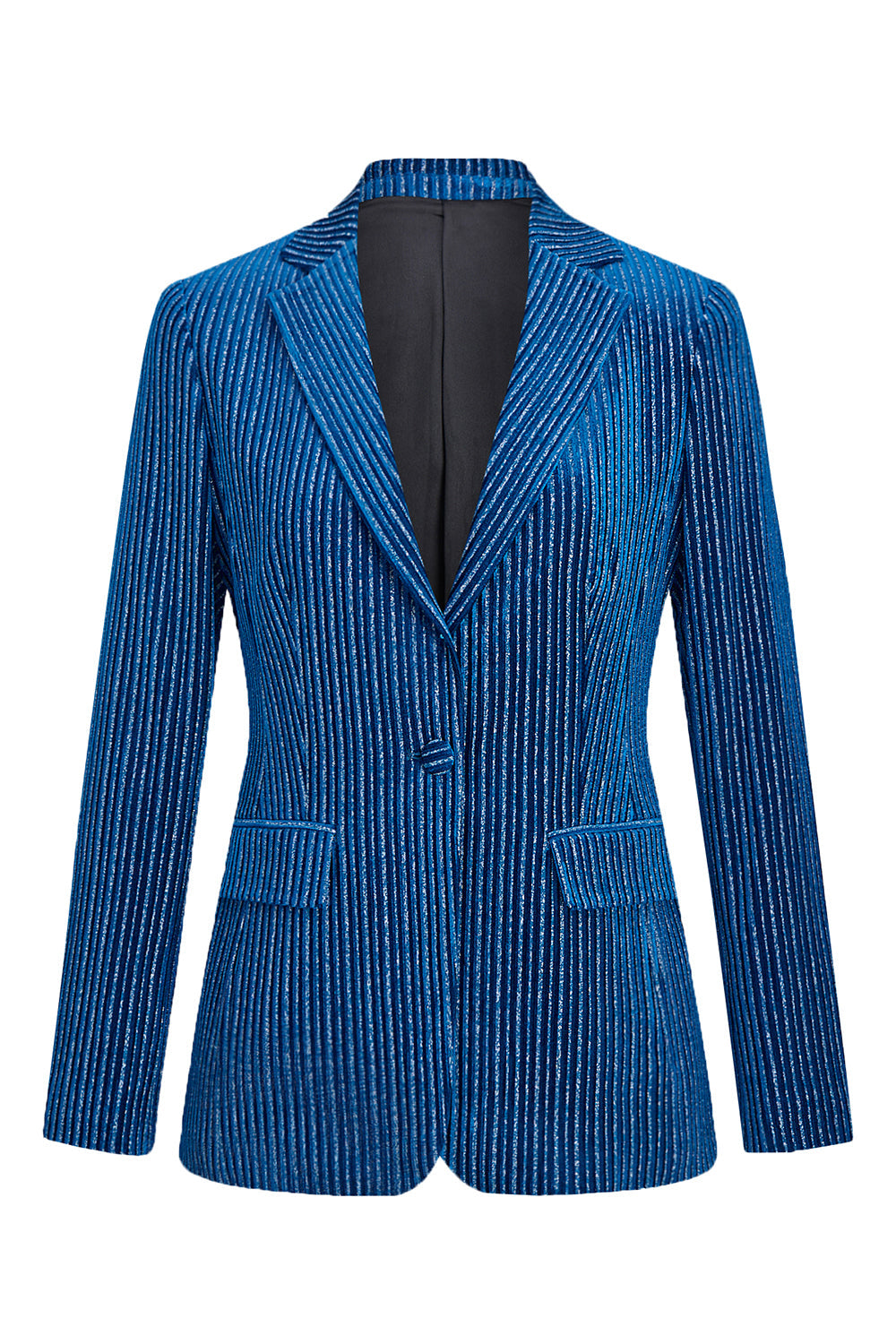 2-Piece Ink Blue Velvet Striped Women Prom Suits