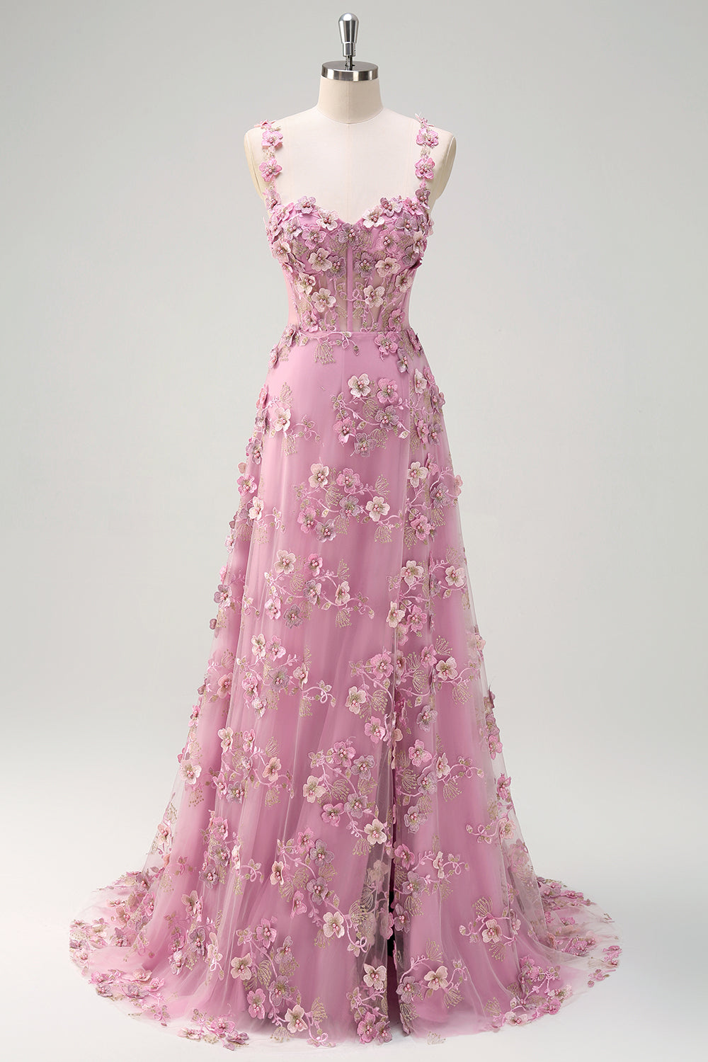 Taro Purple A-Line Off The Shoulder Applique Long Prom Dress with Slit