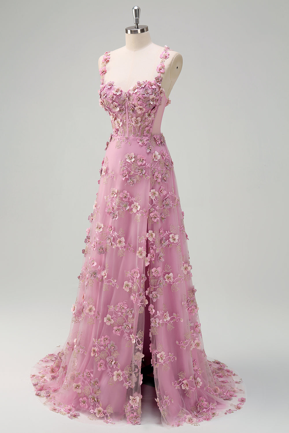 Taro Purple A-Line Off The Shoulder Applique Long Prom Dress with Slit