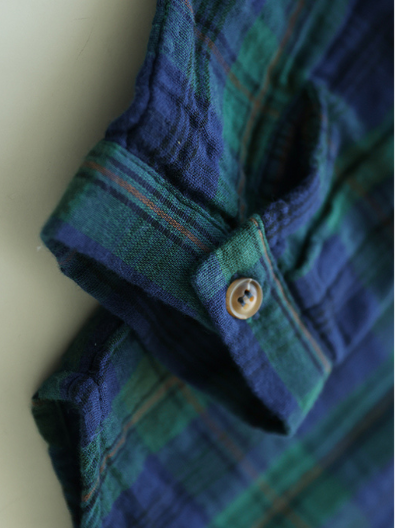 Cardigan Loose Cotton Lining Check Pattern Shirt 6