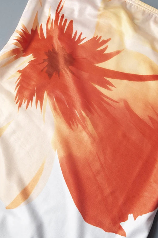 Flower Print Off Shoulder Midi Dress