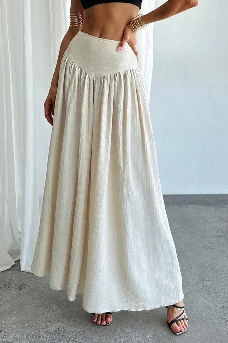 Pleated High Waist Maxi Skirt