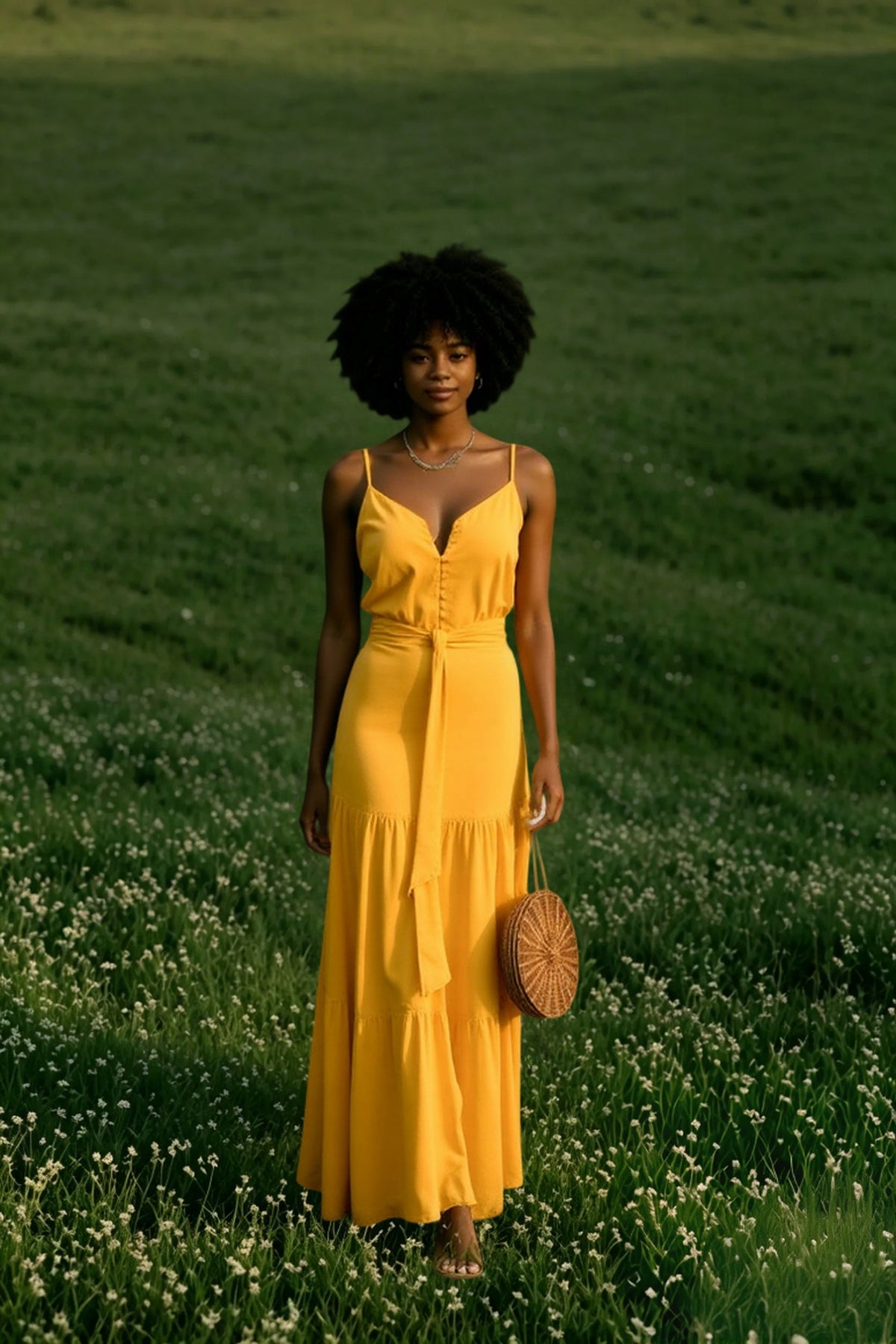 Tiered Button Front Spaghetti Strap Maxi Dress 13