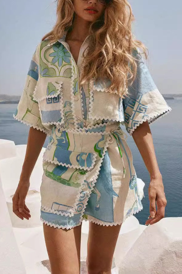 Fashionable and versatile lace print fashion Mini Dress - Fashionpara