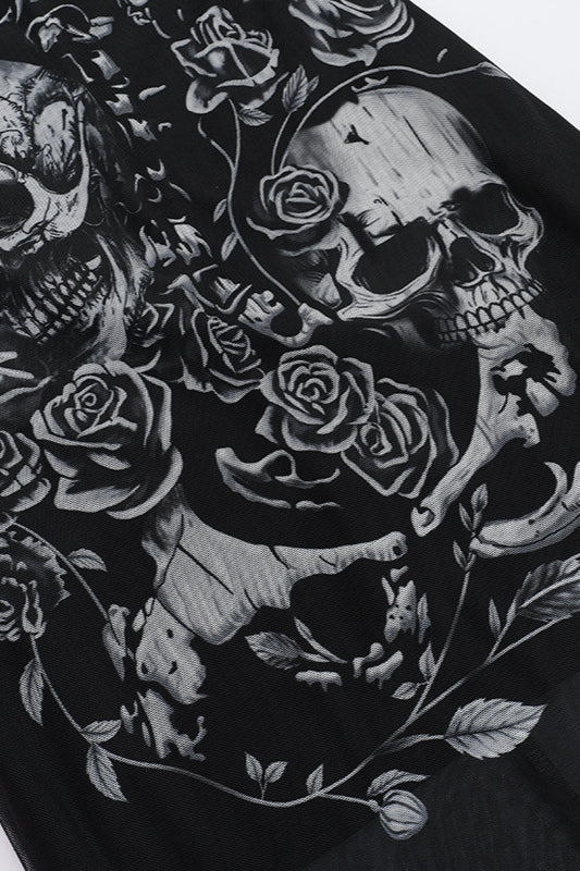 Skull Rose Cowl Gothic Dress