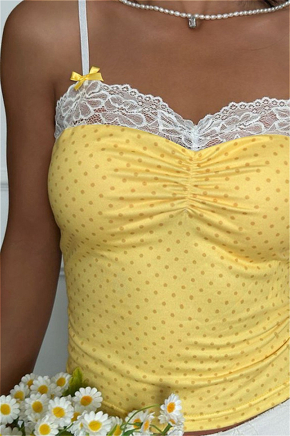 Bow Detail Floral Cami Crop Top