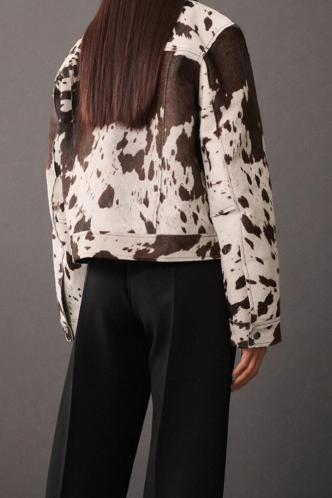 Chic Asymmetrical Print Short Coat for Modern Style Enthusiasts