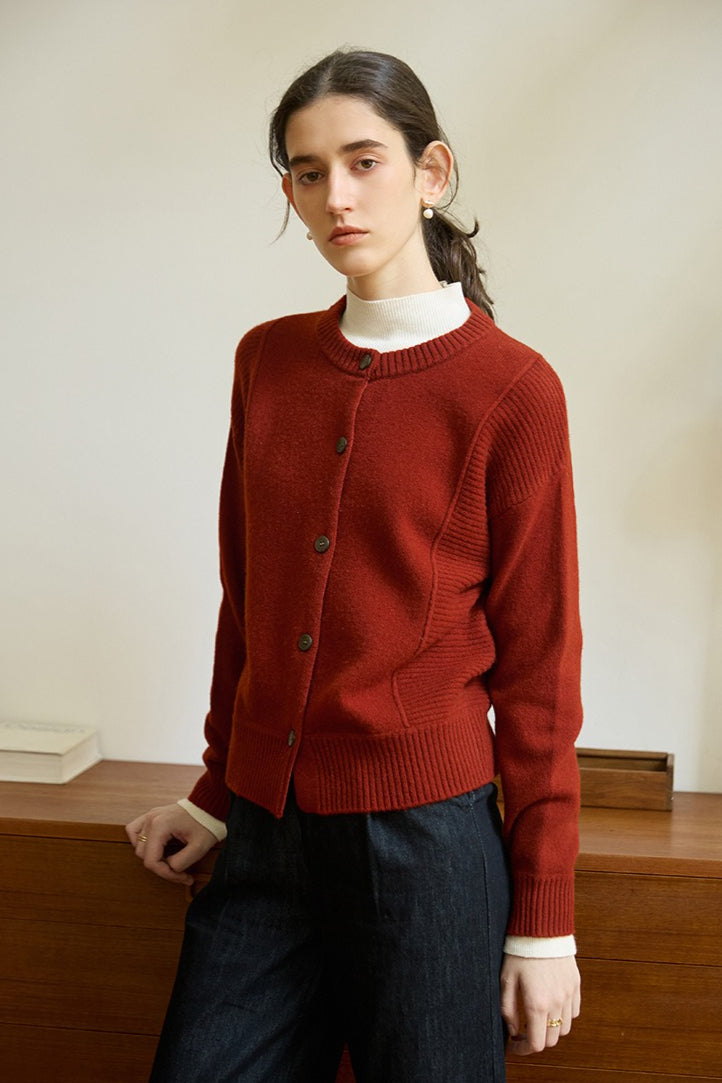 Elegant Crewneck Draped Knit Top