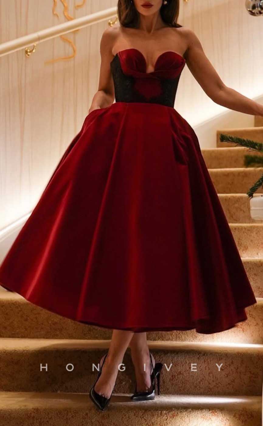 L2848 - Elegant Sweetheart A-Line With Pockets Party Prom Evening Dress - Fashionpara