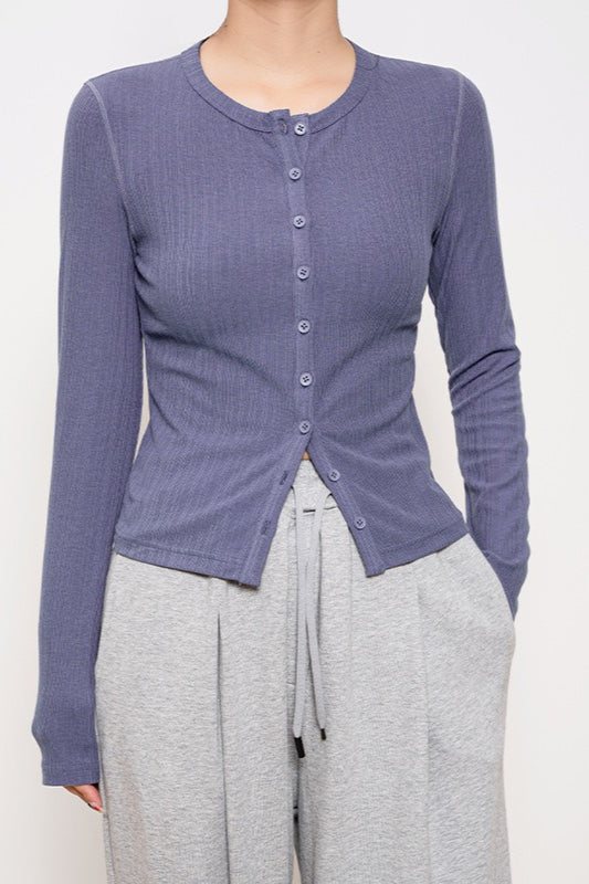 Lightweight Ribbed Slim-Fit Button Cardigan for Effortless Style
