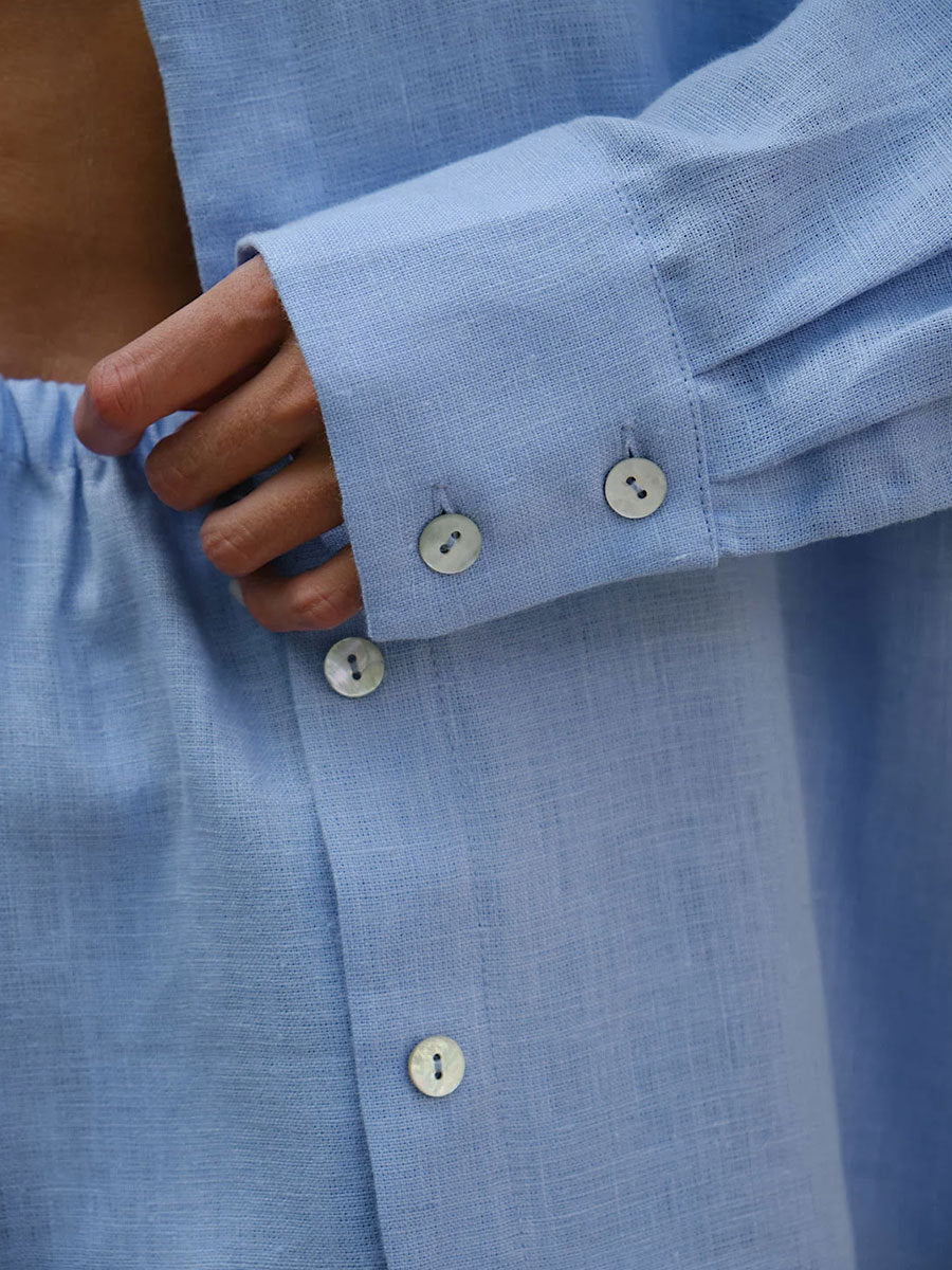 Long Sleeve Shirt Shorts Set Blouse