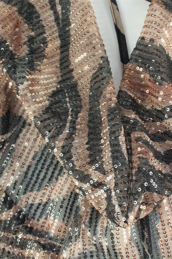 Sequin Halter Plunge Backless Maxi Gown 4
