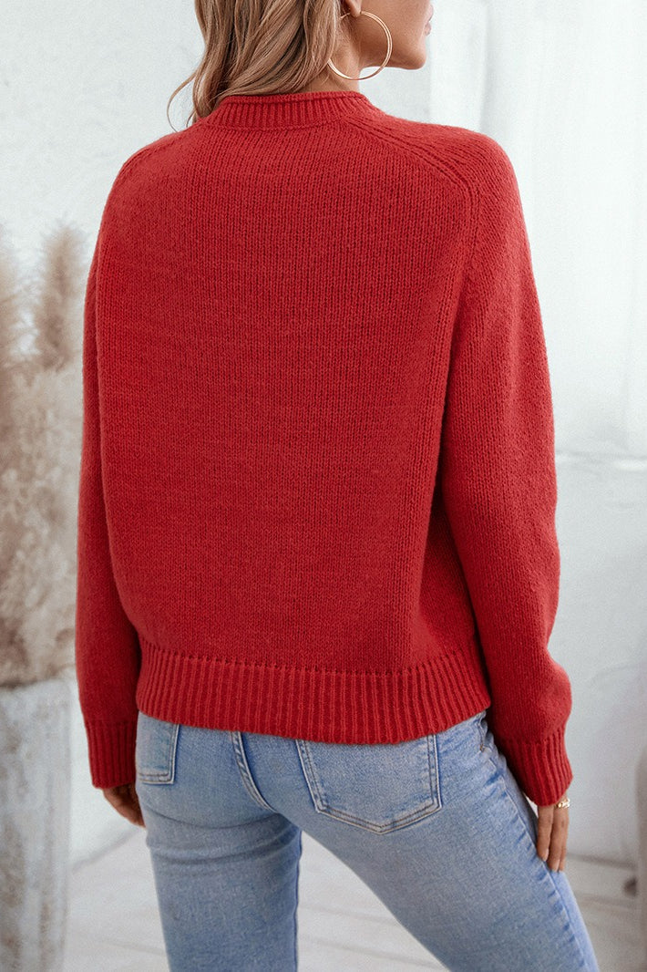 Cozy Color Block Xmas Tree Print Sweater