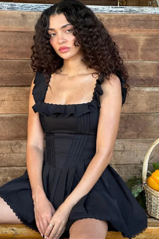 Square Neck Ruffle Mini Dress