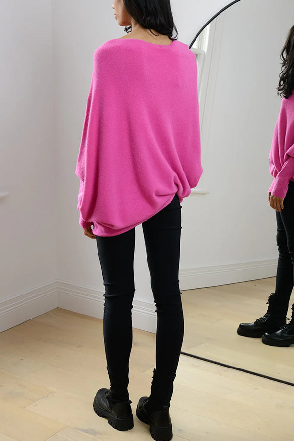 Chic Solid Color Round Neck Long Sleeve Knitted Sweater