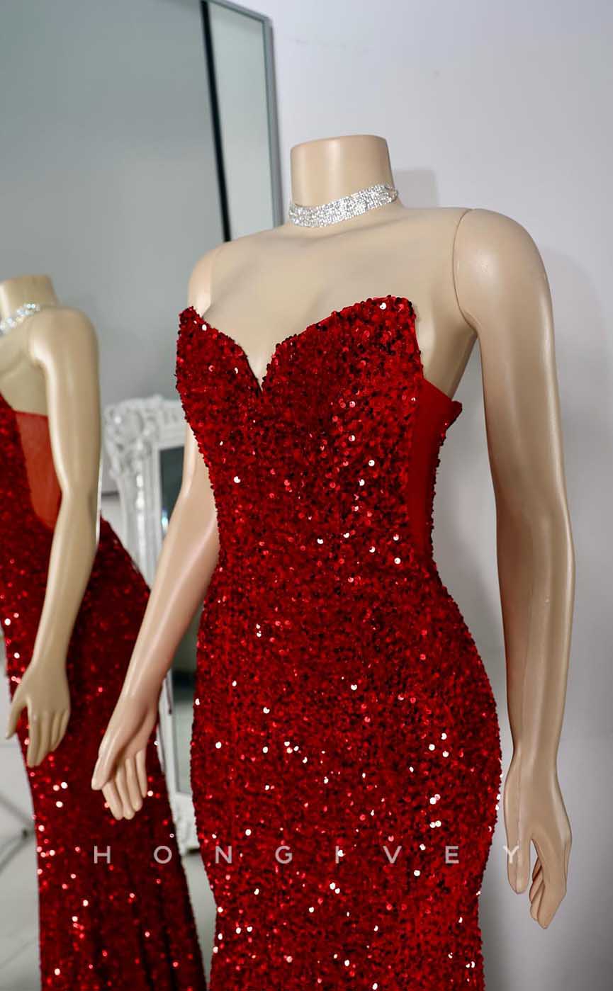 L2869 - Sexy Trumpet Strapless Fully Sequined Party Prom Evening Dress For Black Women - Fashionpara