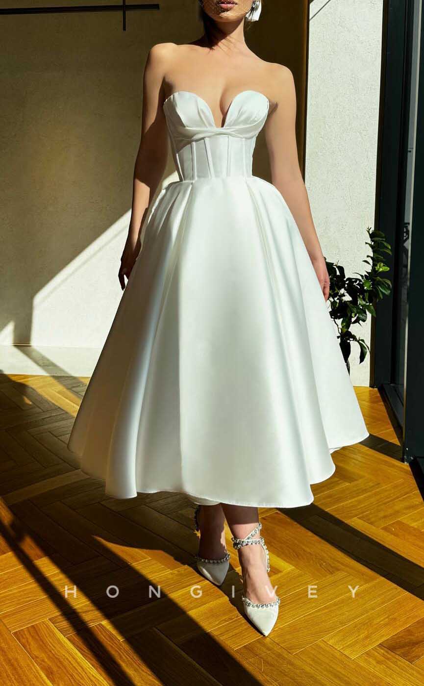 L2850 - A-Line Sweetheart Strapless Empire Party Prom Evening Dress - Fashionpara