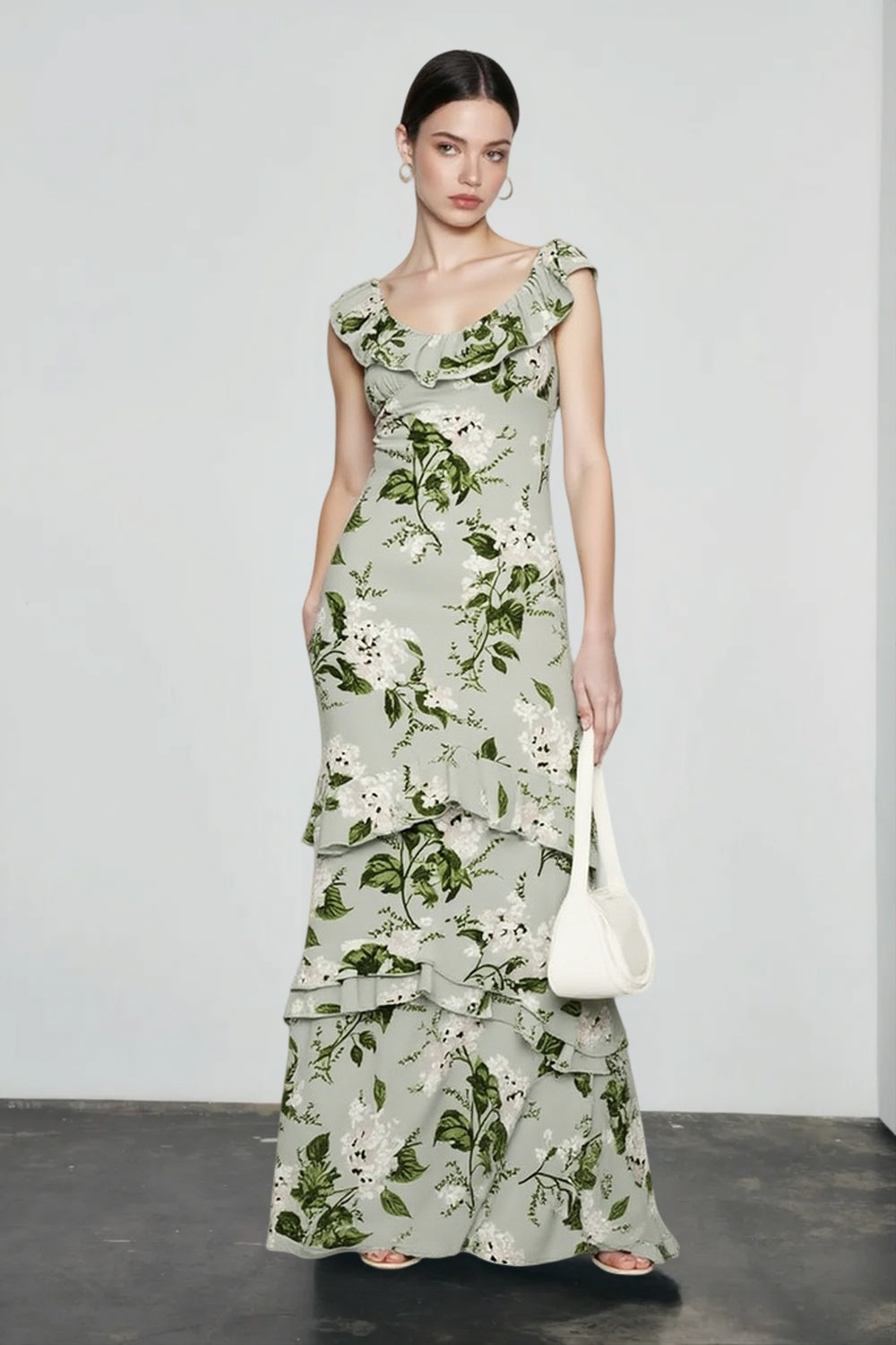 Floral Print Ruffle Strap Tiered Maxi Dress 5