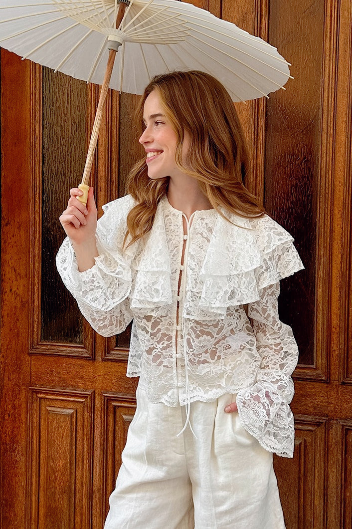 Luxe Round Neck Lace Blouse