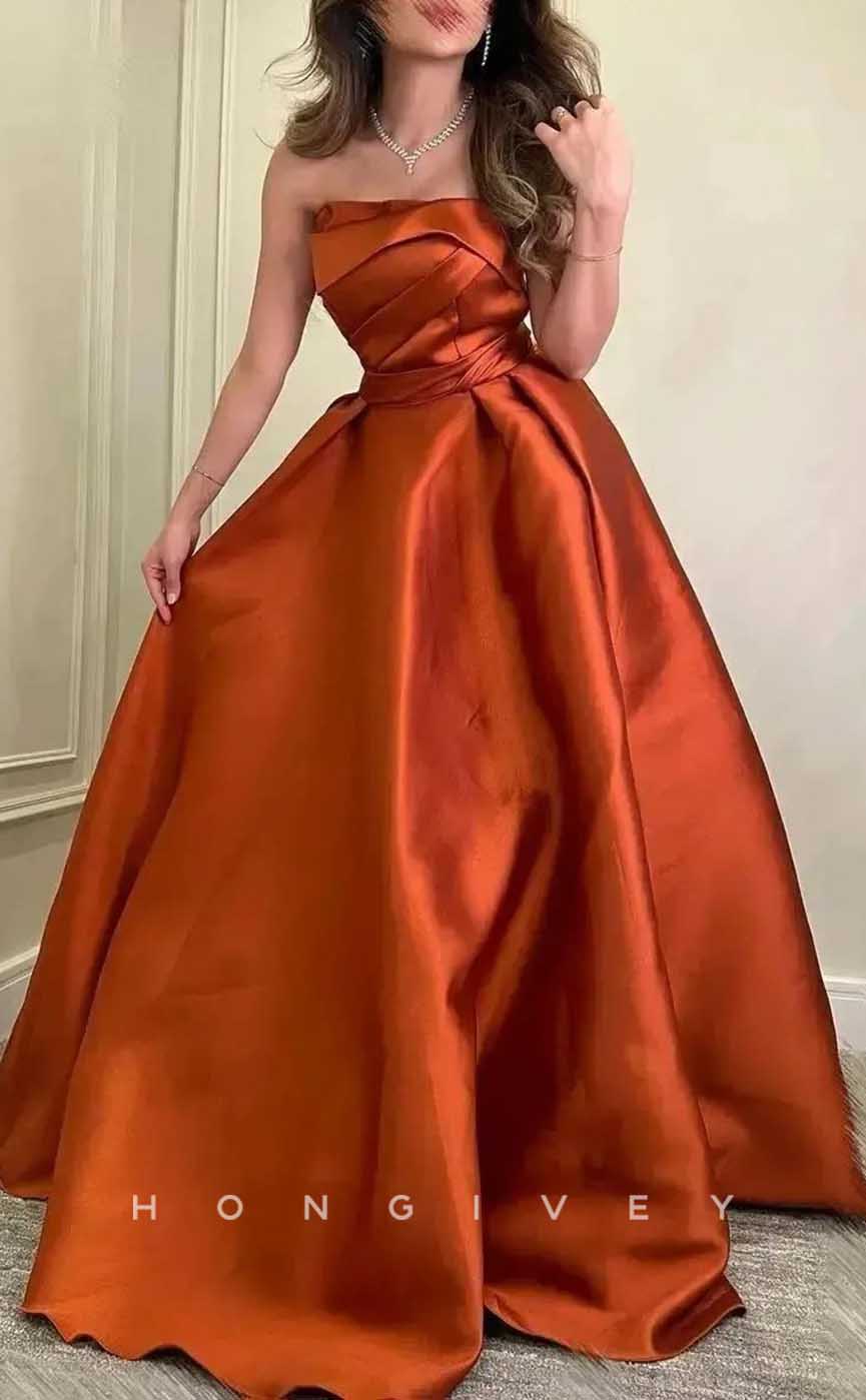 L2844 - A-Line Strapless Empire Pleats Party Prom Evening Dress - Fashionpara