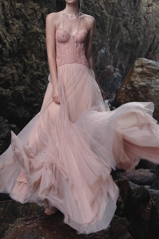 Lace Strapless Corset Bodice Tulle A-Line Prom Gown - View 2