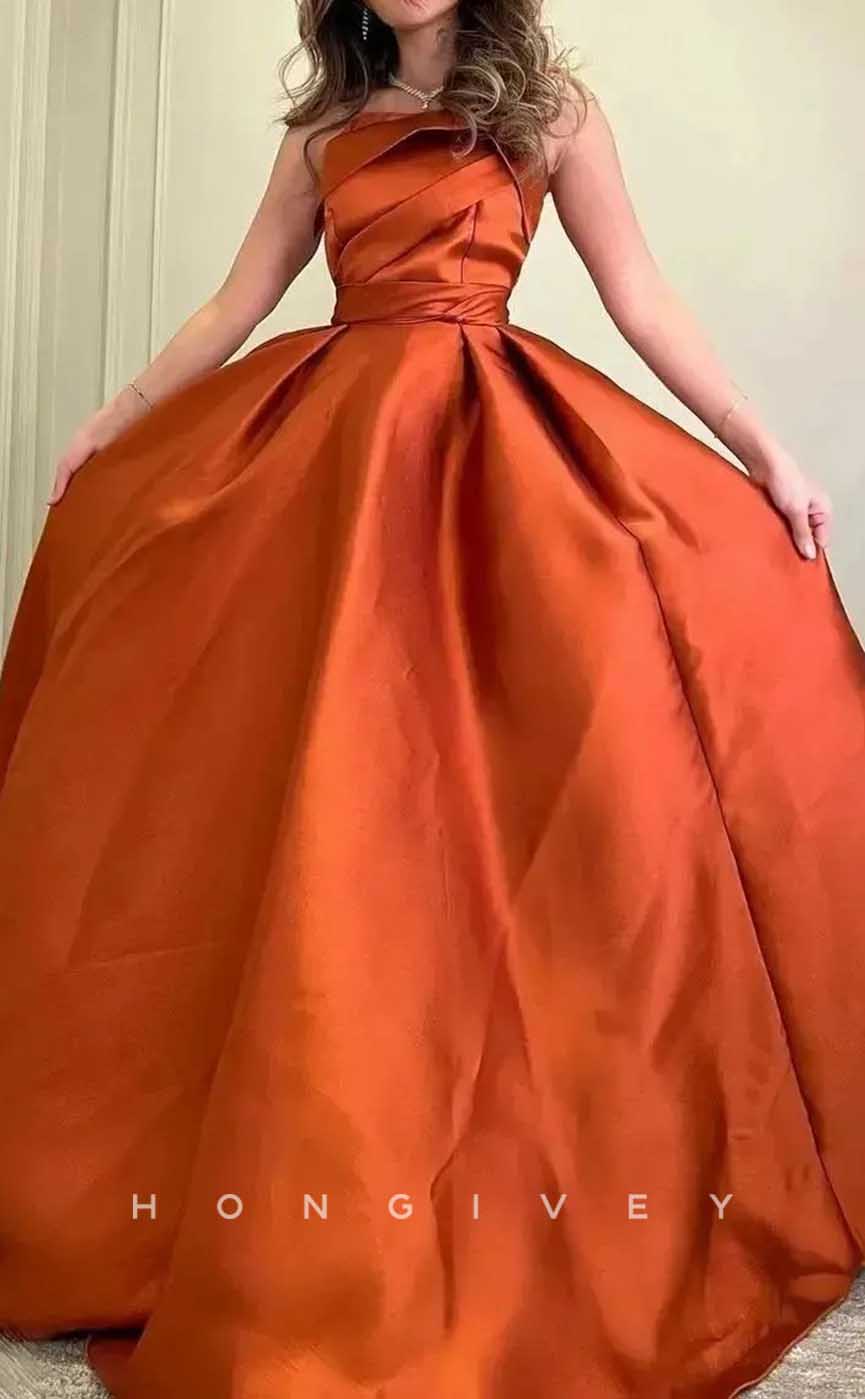 L2844 - A-Line Strapless Empire Pleats Party Prom Evening Dress - Fashionpara