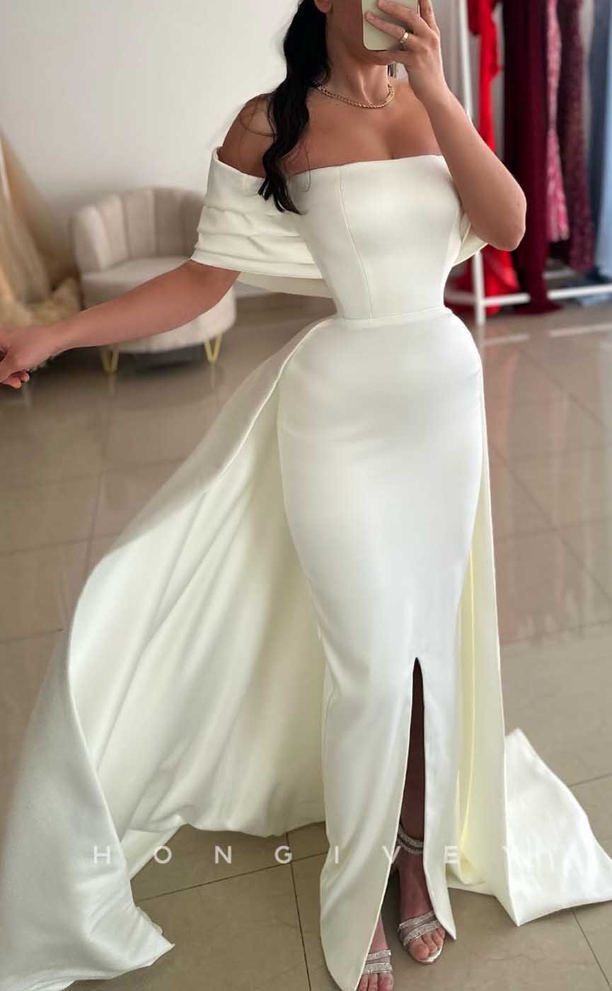 L2880 - Off-Shoulder With Detachable Train Party Prom Evening Dress - Fashionpara