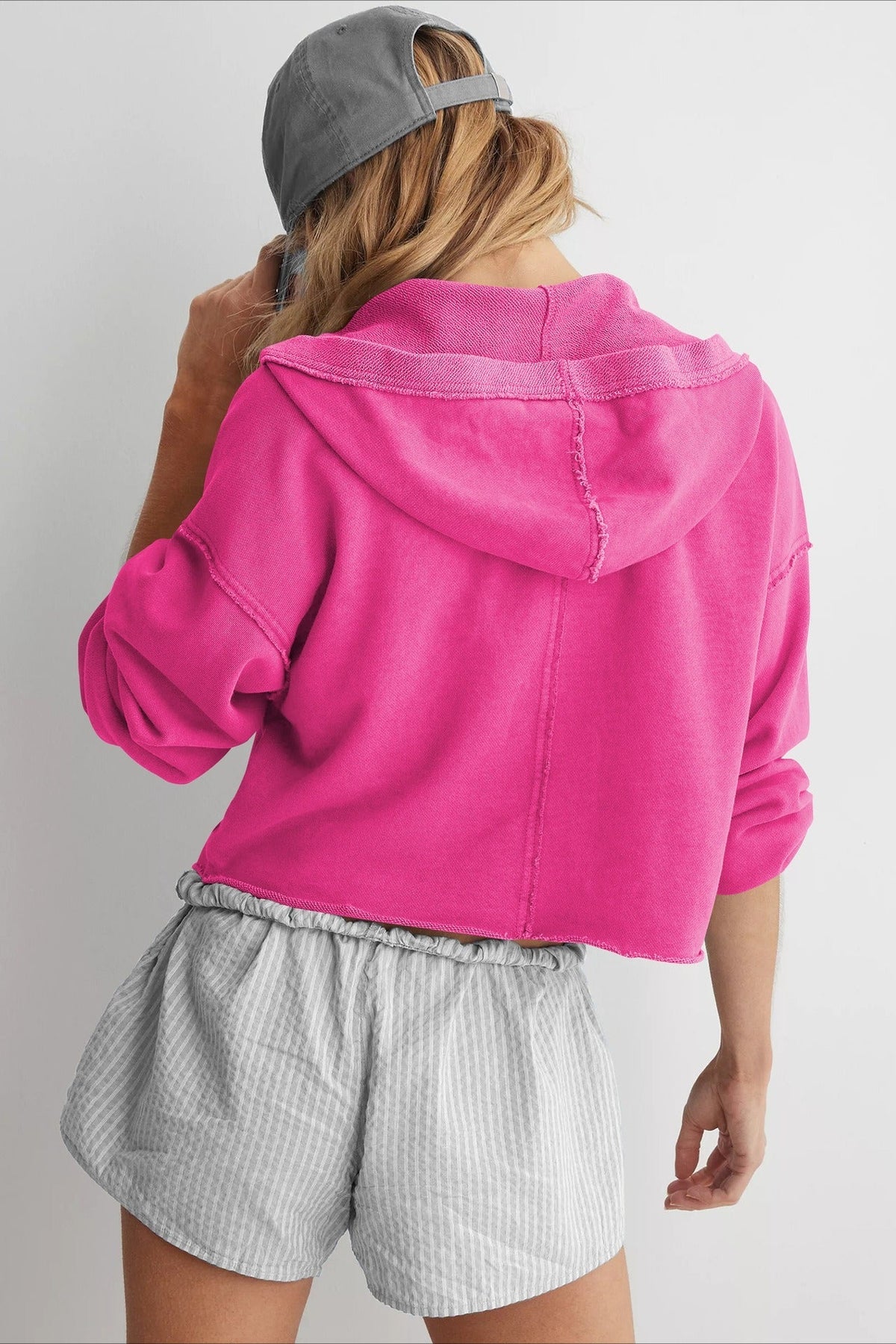 Relaxed Solid V-Neck Hoodie 9