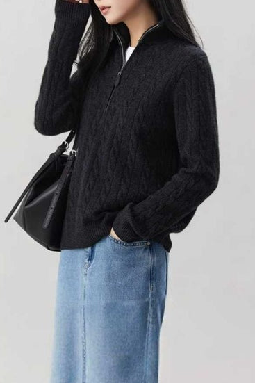 Cable Knit Half Zip Sweater